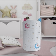 Mekta Home Bebek Ve Çocuk Odası Renkli Ay Ve Tavşan Desenli Oyuncak Sepeti Çok Renkli