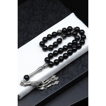Silver Obsidyen Doğal Taş Tesbih 10 Mm Küre Kesim Tsb-0605