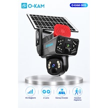 O-kam 3815 Çift Lensli 4g Güneş Panelli Ptz Güvenlik Kamerası