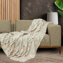Latuda Concept Softmicro Boho Etnik Desenli Mikrofiber Koltuk Örtüsü Ve Tv Battaniyesi, Koltuk Şalı, Kaymaz Bej 130x180 Cm Sku: Smg8690010170996 Açık Bej