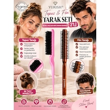 Yurısh 2 Li Topuz Ve Fön Tarağı Seti Saç Şekillendirici Topuz Fırçası Ve Hacim Veren Fön Tarağı 0