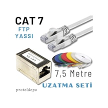 Irenıs 7,5 Metre, Beyaz Cat7 Kablo Yassı Ftp Ethernet Network Lan Ağ Kablo Ve Ekleyici