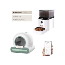 Groove Ti+ Wi-fi Akıllı Otomatik Kedi Tuvaleti Yeşil + Petfit Autodine X 5l Wi-fi Kameralı Akıllı Otomatik Mama Kabı Besleme Ünitesi Bundle