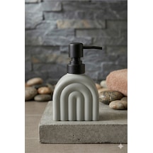 Buççin Online Mağaza Modern Kemer Desenli, Minimal İskandinav Cam Sıvı Sabunluk - 250 Ml - 9 X 9 X 6 Cm Cam Gri Çok Renkli