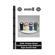 Çelik Termos Beyaz Fonksiyonel Kap Hediyelik Eşya İçecek Kabı Çok Renkli