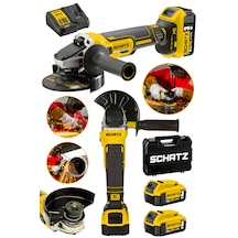 Schatz Brushless Motor 21v 3.0 Ah Çift Akülü Spiral Taşlama Makinesi Devir Ayarlı Şarjlı Taşlama 125mm Sarı