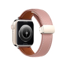 Apple Watch 42mm Kr414 Daks Deri Kordon Saat Değildir - Pembe Açık Mavi