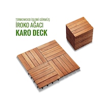 Pafu Sunsoe İroko Ağacı Balkon Bahçe Ahşap Yer Döşemesi Karo Deck 30x30 Cm 10 Adet 0,9m2