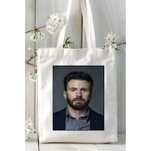 Art Hediye Chris Evans Baskılı Bez Çanta Omuz Çantası Kişiye Özel Desen 2 Çok Renkli
