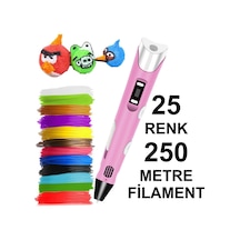 Pembe 3d Kalem Yazıcı 25 Renk 250 Metre 25x10metre Pla Filament