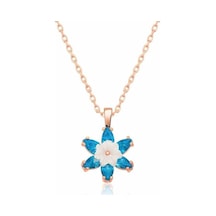 Gümüş Mavi Lotus Çiçeği Kolye (551177070)