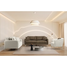 Mona Demir Ayaklı Beyaz Berjer Beyaz