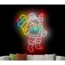 Noel Baba Figürlü Neon Tabela Çok Renkli