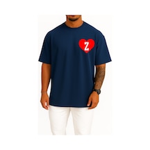 Bahriyeli Collection Oversize Kalp İçinde Z Harfi Cep Tasarımlı Unisex T-shirt Lacivert