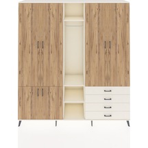 Hyperion Dolap 14 Raflı 4 Çekmeceli Tek Askılı 220x44x243 Aytaşı-çam/aytaşı Atlas Çam/aytası