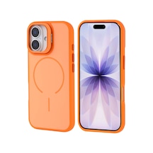 Zore İphone 17 Kılıf M-safe Şarj Özellikli Kamera Standlı Ogaa Notron Kapak - Turuncu