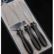 3&apos Lü Profesyonel Pasta Spatula Seti, Siyah Ergonomik Saplı, Kek Kreması Sürme Ve Dekorasyon İçin Mutfak Aletleri Pasta Süsleme Spatulası 0