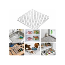 Lexroo Lavabo Kurutma Matı 32x32 Cm, Şeffaf Petek Desenli Buzluk Ve Dondurucu Raf Koruyucu