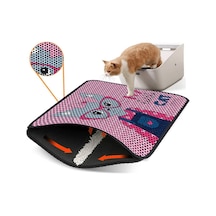 Renkli Desenli Elekli Kedi Tuvalet Önü Paspası 45 X 60 Cm Küçük Pembe - 834019647