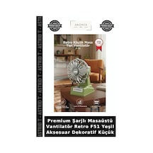 Premium Şarjlı Masaüstü Vantilatör Retro F51 Yeşil Aksesuar Dekoratif Küçük