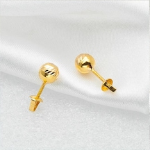 Kalemli Sarı Altın Top Küpe ( 6 mm Çaplı ) 8HZKP6M