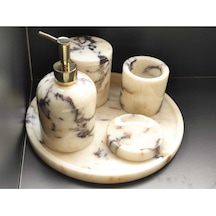 Menekşe Mermer 5'li Banyo Seti Beyaz