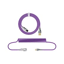 Springsun Hxsj Usb'den Type-c Klavye Sarmal Kablo Çıkarılabilir Mekanik Klavye Sarmal Kablo Metal Havacılık Konnektörü Naylon Mor