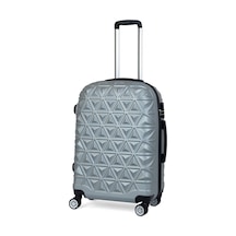 Piramit Desen ABS Seyahat Valizi, Canyon Serisi,  Gri - Orta Boy Gri