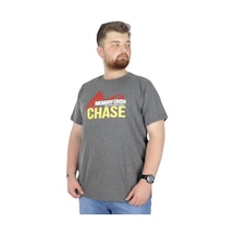Mode Xl Büyük Beden T-Shirt Bis Yaka Chase 22193 Antramelanj 001