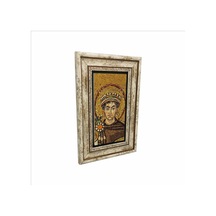 Bizans Kralı I. Justinianus Jüstinyen Mozaiği Baskılı Taş Tablo 20x30