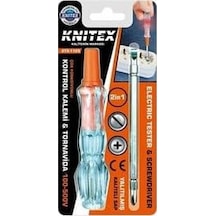 Knıtex 2'si 1 Arada Düz Ve Yıldız Uçlu Test Kalemi Ve Tornavida, 100-500v Voltaj Test Cihazı, Çıkar-tak Özellikli