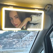 Lumaworld Siyah Led'li Ayrılabilir Araç Makyaj Aynası - Usb Şarjlı Pratik Vanity Aynası Siyah