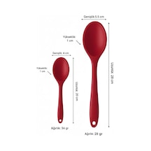Silikon Kaşık + Silikon Mama Kaşığı 2 Li Set - Isıya Dayanıklı, Çizmez, Tek Parça Tasarım Kırmızı Çok Renkli