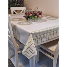 Elyaflı Pvc Muşamba - Desenli Silinebilir Masa Örtüsü Mrl2003a Gold