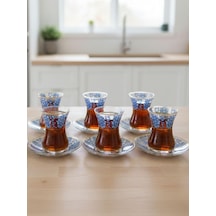 Topkapı 6 Kişilik Çay Seti, French Press Hediyeli, 9 Farklı Osmanlı Desenli Çay Bardağı Takımı 6, Topkapı Bon Diğer