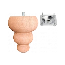 Turanahşap 183 Turanahşap Koltuk Ayağı - Sehpa Ayağı - Ahşap Ayak - Uzunluk: 10 Cm Çap: 7.5 Cm Bej Çok Renkli