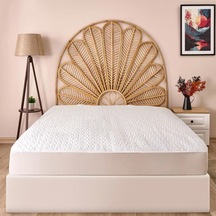 Soft Kapitoneli Sıvı Geçirmez Fitted Çift Kişilik Alez - Beyaz - 180x200 Cm Çok Renkli