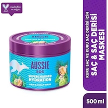 Aussie Sos Supercharged Hydration Saç & Saç Derisi Maskesi 500ml, Kuru Saç Ve Kuru Saç Derisi İçin 2 Paketi