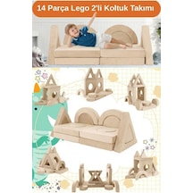 14 Parça Yapı Oyuncak Modüler Bebek Ve Çocuk 2'li Koltuğu Bej
