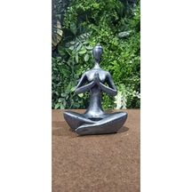 Yogacı Kadın Mumluk Biblo Gri