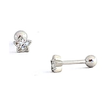 Pırlanta Parlaklığında Zirkon Taşlı 925ayar Gümüş Yıldız Figürlü Tragus Piercing Gümüş