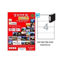 Tanex Laser Etiket 100 Yp 192x59 Laser-copy-ınkjet Tw-2104 Diğer