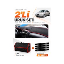 E-biz Mazda 626 Airbagsiz 1998-2000 Uyumlu Torpido Örtüsü + Deri Çanta - Siyah-kırmızı - Ma010