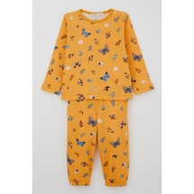 Bebeğiz Breeze Kız Bebek Pijama Takımı Bahar Temalı Kelebek Rüyası 9 Ay-3 Yaş, Sarı Sarı