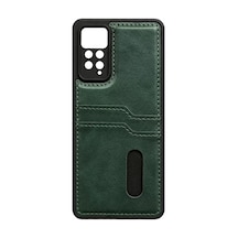 Xiaomi Redmi Note 12 Pro 4g Kılıf Sara Kartvizitli Deri Kılıf - Koyu Yeşil -