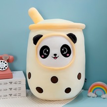 Simülasyon Sütlü Çay Bardağı Peluş Oyuncak - Panda Sütlü Çay Sarı 35 CM
