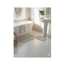Buççin Online Mağaza 2li Kırem +6 Renk Banyo Paspası Post Pelüş Kaymaz Halı Ponpon Saçaklı 60x100+50x60 Mikrofiber Kahve Çok Renkli
