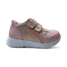 606 Hafif Kız Çocuk Okul Öncesi Deri Sneaker Pudra