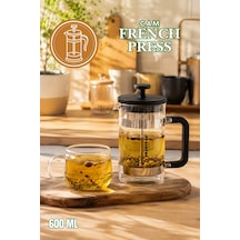 Porsima Smartpan Bv008 French Press Paslanmaz Çelik Süzgeçli Cam Bitki Çayı Demliği Kahve Presi - 600 Ml Siyah