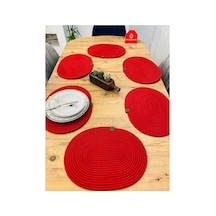 Jüt Hasır Amerikan Servis Oval Supla 6 Lı Kırmızı Kırmızı
